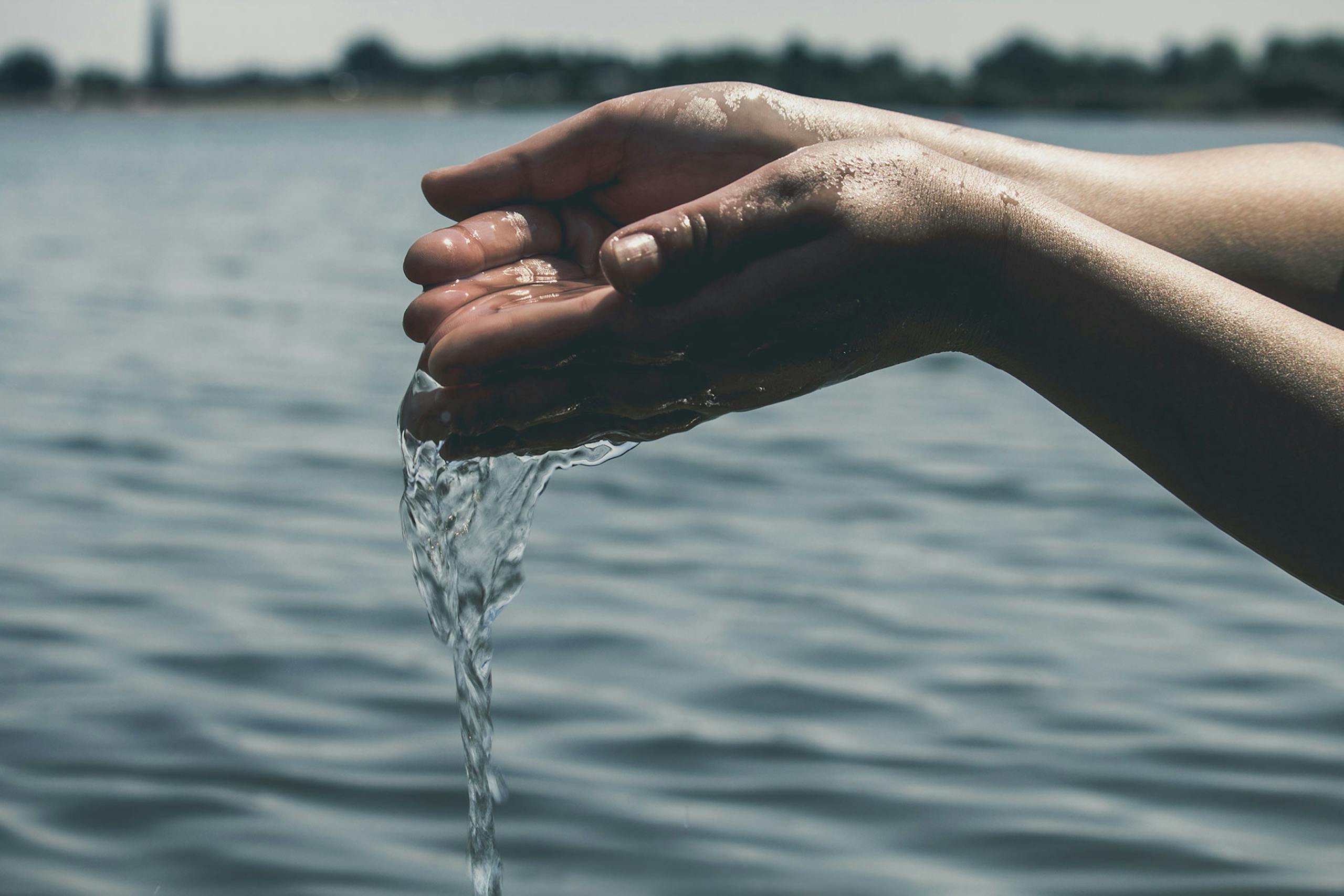 Hands cupping water